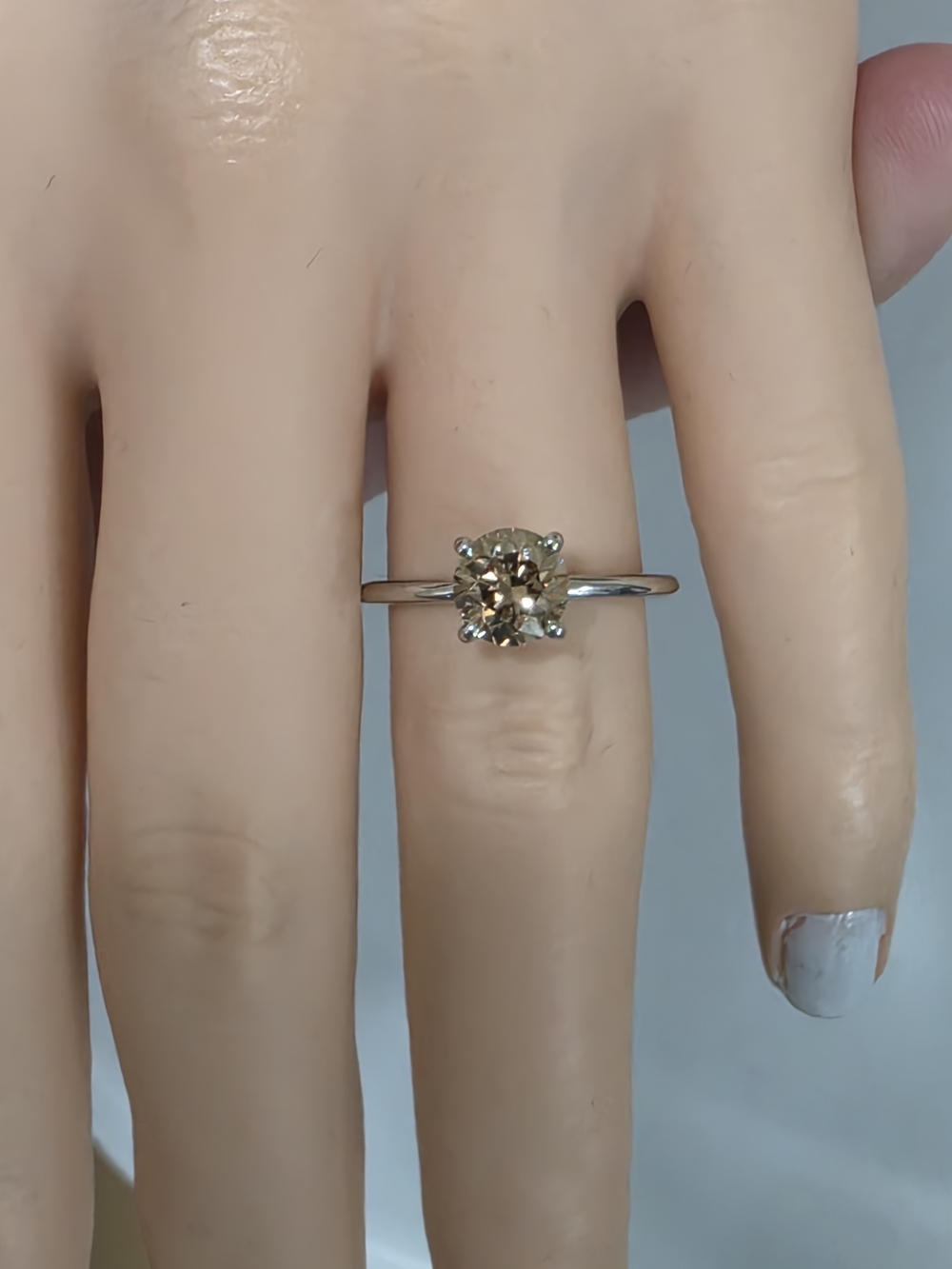 1.34ct. Champagne Solitare Diamond Set In 14kt. White Gold